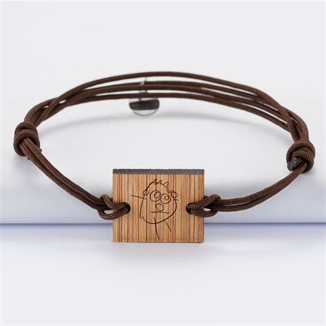 Bracelet Homme Personnalis M Daille Grav E Bois Rectangle X Mm