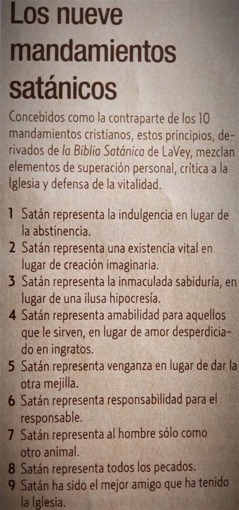 Los Nueve Mandamientos Sat Nicos La Biblia Sat Nica Los