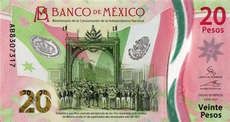 Pesos Uncirculated Banknote Single Pesos Polymer Note Mexico