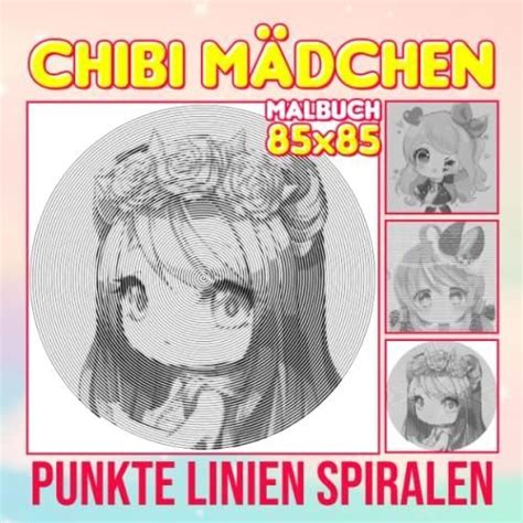 Chibi Mädchen Punkte Linien Spiralen Malbuch Sammlung von vielen