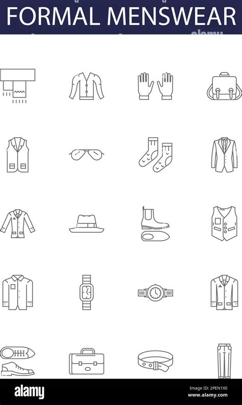 Formal Menswear Line Vector Icons And Signs Menswear Male Fashion