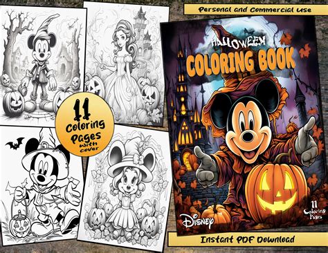 Disney Coloring Pages for Kids Disney Halloween Coloring Book, Mickey ...