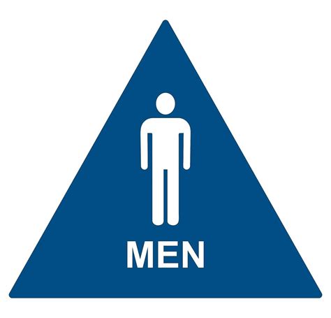 Ada Men S Restroom Door Sign With Tactile Graphic Triangle Blue White