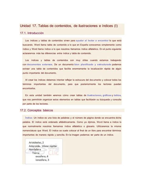 Unidad Tablas De Contenidos De Ilustraciones E Ndices Pdf