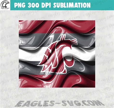 Washington State Cougars Wave Tumbler Wrap PNG