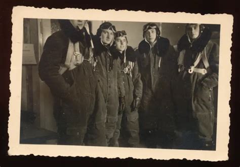 Foto Luftwaffe Piloten In Fliegerkombi Haube Brille Wk Eur