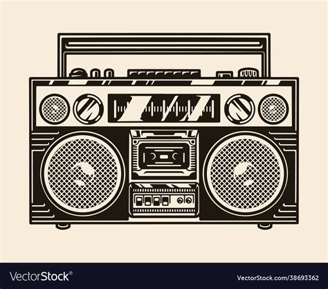 Vintage Portable Boombox Template Royalty Free Vector Image