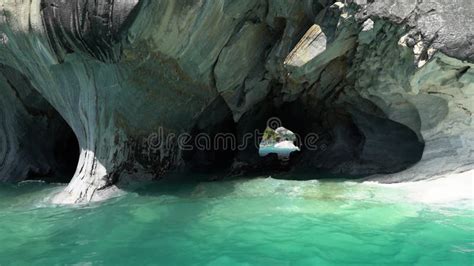 Motor Boat Tourist Trip To The Marble Caves In Chile Stock Footage