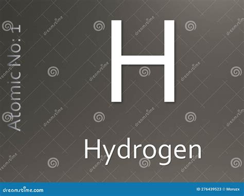 Hydrogen Chemical Element Symbol On Grey Background Stock Illustration