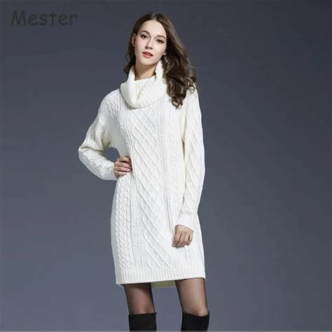 Buy 2017 European Style Women Turtleneck Sweater Dress