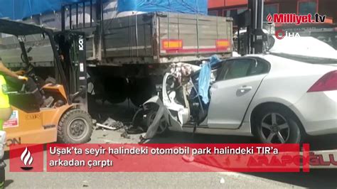 Otomobil park halindeki TIR a ok gibi saplandı O anlar kamerada