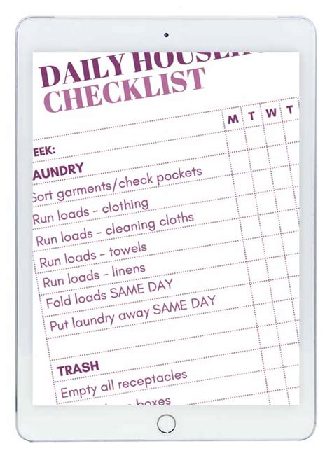 Daily Household Checklist Clean My Space