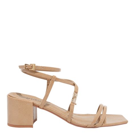 Sandália Nude Santa Lolla Verniz Glossy Salto Bloco Baixo Urbanna