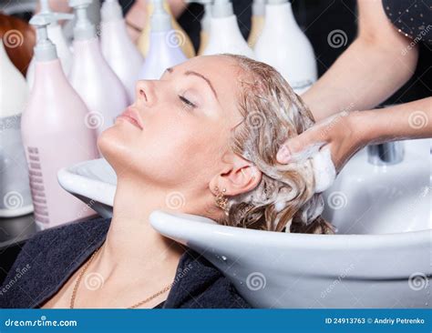 Hair Washing At A Hairdressing Salon Stock Image Image 24913763