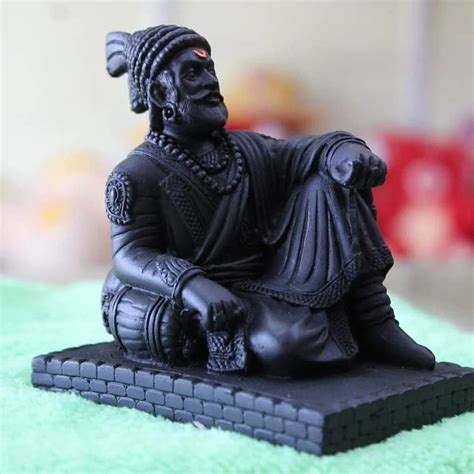 Black Fiber Chatrapati Shivaji Maharaj Statue 4 Inch Small For