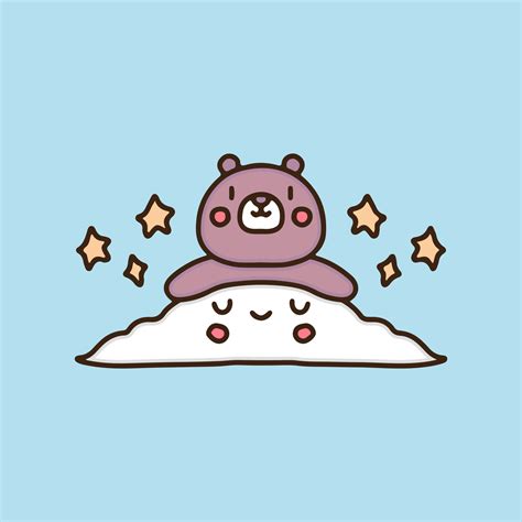 cute bear chill out on cloud cartoon, illustration for stickers and t ...