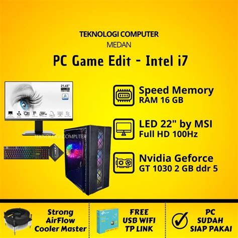 Jual Core I7 VGA GT 2 GB Full Set PC Gaming Editing CPU Rakitan