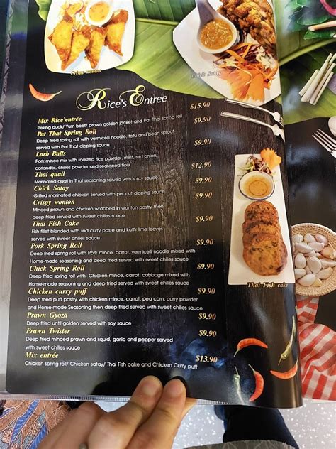 Menu At Rice Thai Tapas Restaurant Canberra