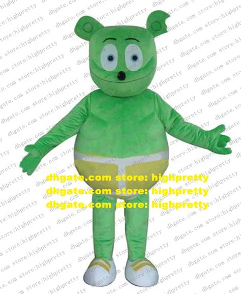 Lovely Green Gummy Bear Gummibar Mascot Costume With Black Small Round ...