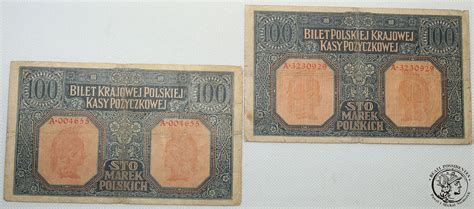 Lot 2 x 100 marek polskich 1916 GENERAŁ JENERAŁ archiwum niemczyk pl