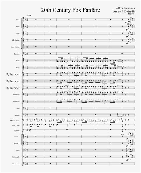 20th Century Fox Fanfare Sheet Music Composed By Alfred - Sheet Music PNG Image | Transparent ...