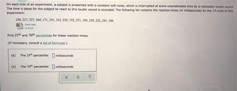 Solved On Each Trial Of An Experiment A Subject Is Chegg