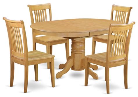 East West Furniture Avon Piece Dining Set With Wood Seat In Oak