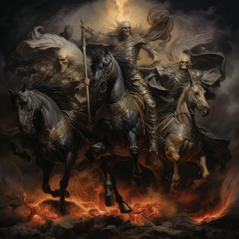 Premium Photo The Four Horsemen Unleashed Conquest War Famine And