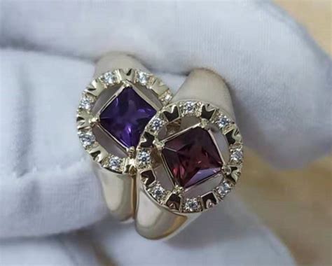 K Na Service Symbol Rings With Genuine Garnet And Diamonds Nar G