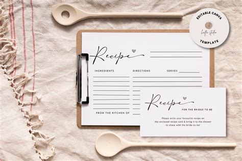 Editable Minimalist Recipe Card Template Graphic By Haffa Studio