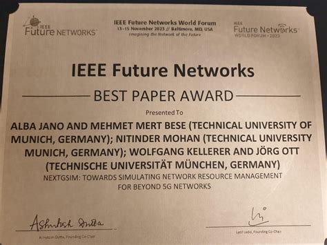 Best Paper Award At Ieee Future Networks Lehrstuhl F R