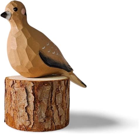 Amazon Mourning Dove On Log Stand Sculpted Hand Painted Bird Wood