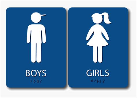 Boy S & Girl S Restroom Sign Bundle, Blue - Bathroom Sign Mans And Women, HD Png Download ...