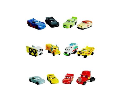 Cars Lightning Mcqueen Lot of 12 New Mini Rubber Toy Figures Party Favor Birthday Cake Toppers ...