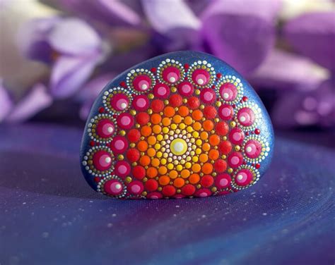 Mandala Stone Hand Painted Original Dot Art Mandala Rock Painting Mandala Dot Art Meditation