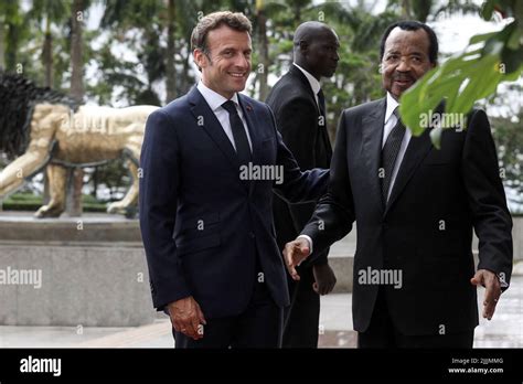 Yaounde Cameroon July 26 2022 French President Emmanuel Macron