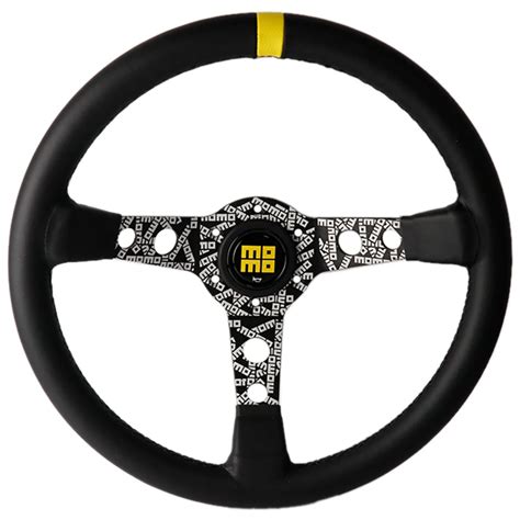 Volante Deportivo De Carreras De Cuero Genuino Negro Estilo Momo