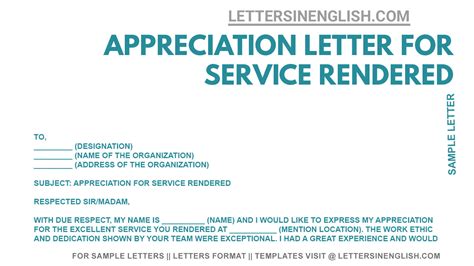 Letter Of Appreciation For Services Rendered Pdf Infoupdate Org