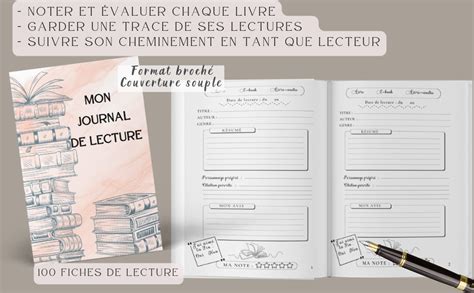 Mon Journal de lecture Carnet de lecture en français à remplir avec