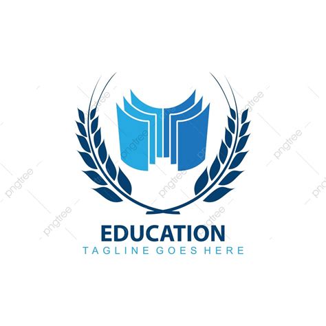 Education Logo Vector with Blue Books and Laurels