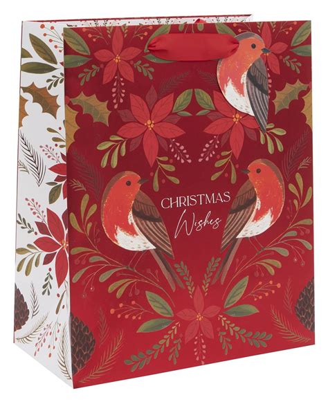 Glick Christmas Gift Wrap Large Bag Christmas Wishes Red Highworth