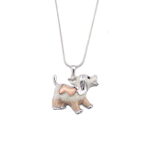 Sautoir pendentif chien émaillé avec résine colorée Longueur de la