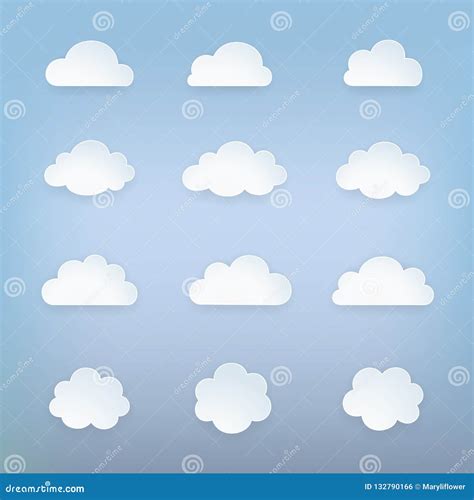 Cloud Icon Set Group Of Sky Elements Cloud Silhouettes Collection