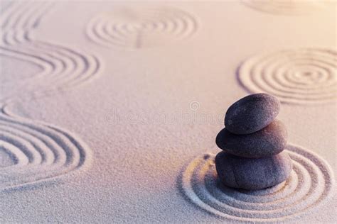 Meditation Zen Garden With Stones On Sand Stock Photo Image Of Still