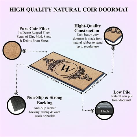 A1hc Natural Coir And Rubber Hand Flocked Large Monogrammed Door Mat