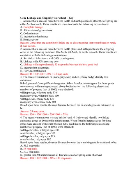 Solved Genetics Worksheet Creating A Linkage Map Of A Chegg