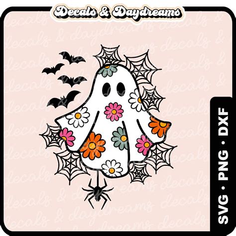 Spooky Daisy Ghost Svg Cute Halloween Ghost Svg Halloween Etsy Canada