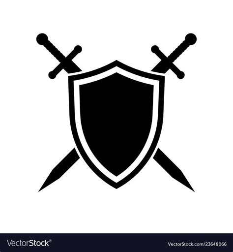 Shield And Swords Icon Vector Image On Vectorstock Vector Vector Images Sword