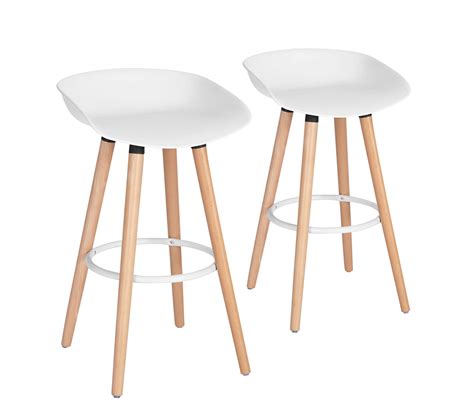 Lot de 2 tabourets de bar scandinave siège polypropylene avec repose