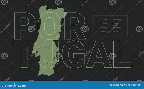 Portugal Map Silhouette With Country Name And Description Color Vector